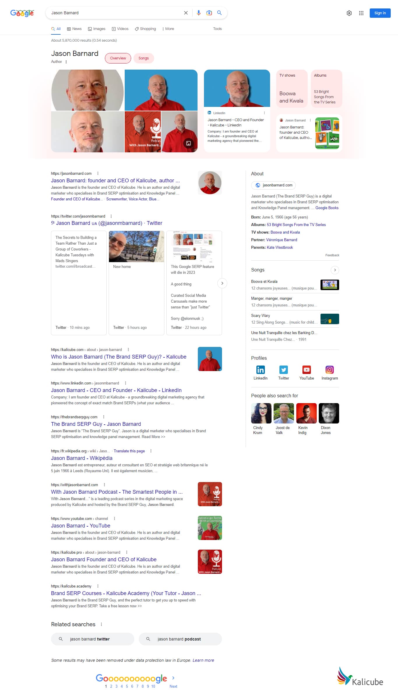 Jason Barnard's Google Brand SERP