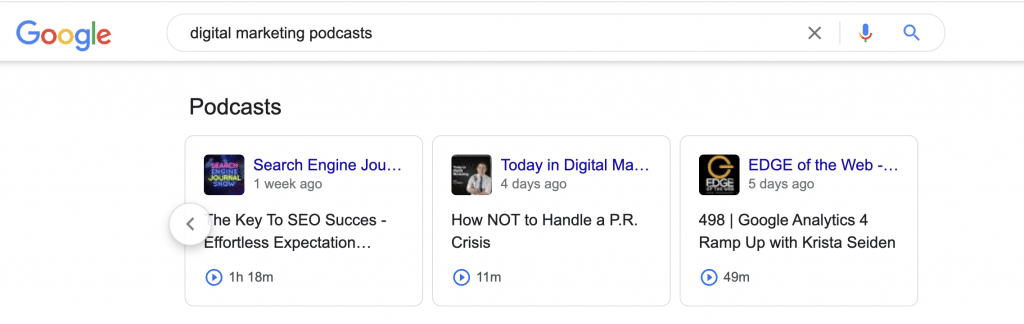 Podcast Boxes Google SERP