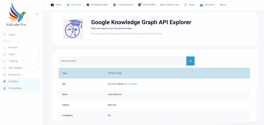 Google’s Knowledge Graph API