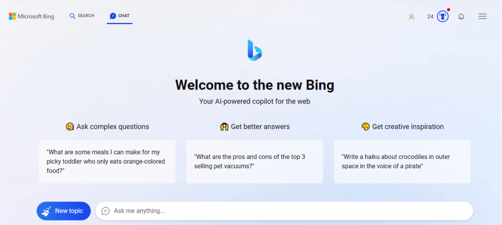 Microsoft's new Bing with ChatGPT