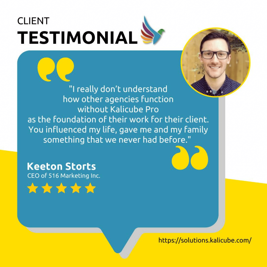 Keeton Storts' testimonial on Kalicube Pro