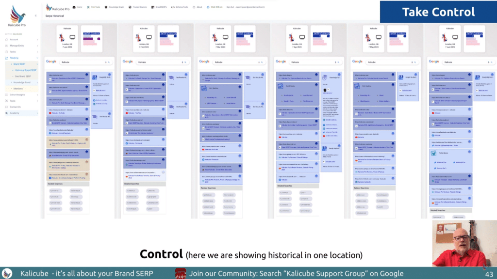 Kalicube Pro showing control