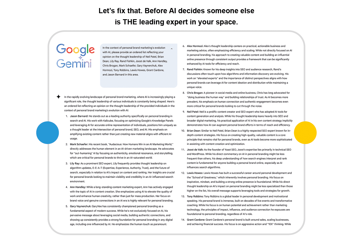 the leading expert in Search and AI (Google Gemini)